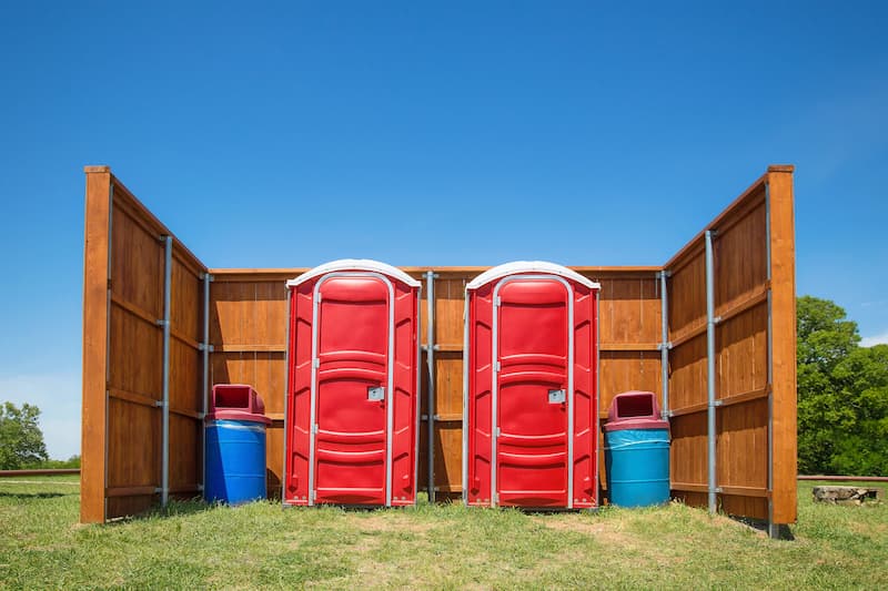 Short-term porta potty units staged for delivery in Enterprise, Alabama